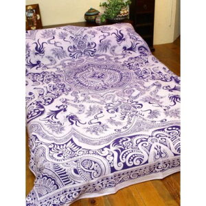 【チャイハネ】トライバルベッドカバー セミダブルサイズ パープル