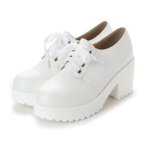 アタガール attagirl 7.5cm ヒール 厚底 ハイヒール レースアップ シューズ (ホワイトスムース)