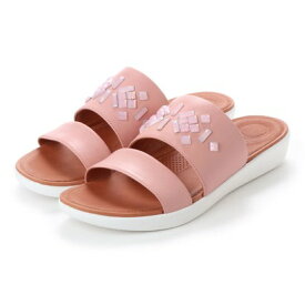 フィットフロップ FitFlop DELTA LEATHER SLIDE SANDALS - CRYSTAL （Dusky Pink）