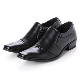 ジーノ ZEENO ビジネスシューズ 靴 メンズ 紳士靴 フォーマル ナナメストレートチップ スリッポン シークレットシューズ ロングノーズ （ブラック）