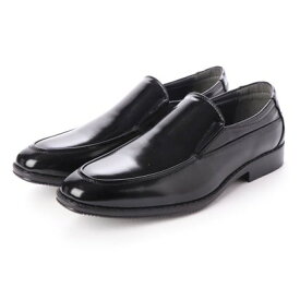 ジーノ ZEENO ビジネスシューズ メンズ 幅広 3EEE 防滑 スリッポン Uチップ モカシン 紳士靴 大きいサイズ対応 キングサイズ （Black）