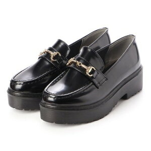 アタガール attagirl 4.5cm ヒール 厚底 ビット ローファー (ブラックガラス)