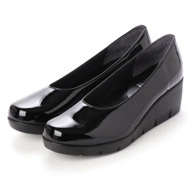 イタリコITALICO日本製低反発楽ちんラウンドトゥウェーブソールシューズ(ブラックエナメル)