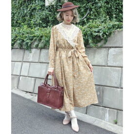 【an another angelus】 レース衿カシュクール花柄ワンピース (フィント F i.n.t)（BEIGE）