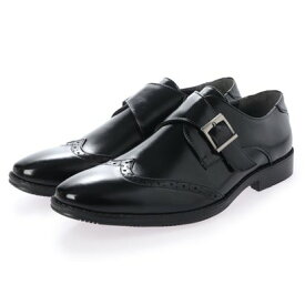 ジーノ ZEENO ビジネスシューズ メンズ 幅広 3EEE 防滑 ウィングチップ ベルト モンクストラップ 紳士靴 大きいサイズ対応 キングサイズ （ブラック）