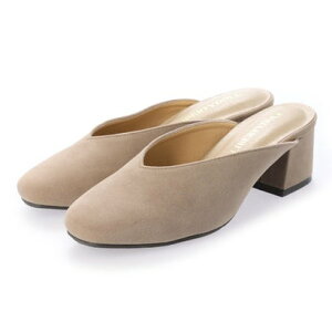 リバティードール LiBERTYDOLL スクエアトゥVカット6cmチャンキーヒールミュール/4100 (BEIGE SUEDE)