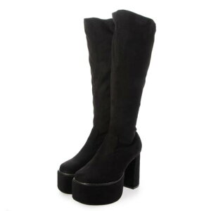 アタガール attagirl 11cm 厚底 ハイヒール ロングブーツ (ブラックスエード)