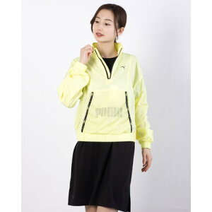 プーマ PUMA レディース ウインドジャケット ロゴ ウーブン ハーフジップ プルオーバー 520751 (イエロー)