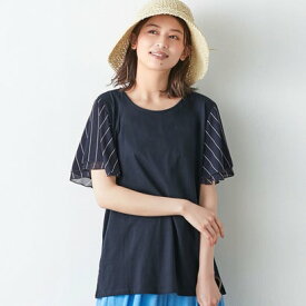 【5つの機能付】袖シフォンゆるTシャツ