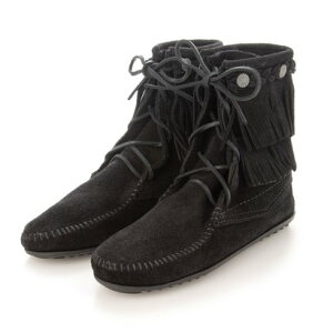 ~lgJ MINNETONKA DOUBLE FRINGE BOOT iBLACKj
