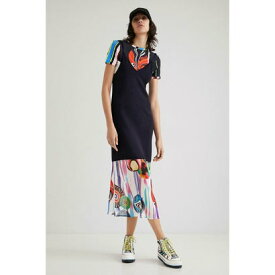 デシグアル Desigual アーティ裾 ワンピース （ブルー）