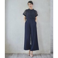 ドレスプラス DRESS+ ジャンプスーツ パンツドレス ポケット付き 結婚式 （ネイビー）