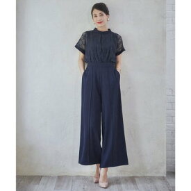 ドレスプラス DRESS+ ジャンプスーツ パンツドレス ポケット付き 結婚式 （ネイビー）