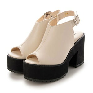 アタガール attagirl 11cm厚底プラットフォームバルキーサンダル (アイボリースムース)