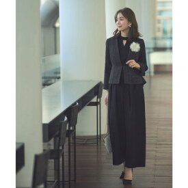 ルイルエブティック RUIRUE BOUTIQUE ノーカラージャケット＆オールインワンスーツ 2点 セットアップ パンツ フォーマル セレモニースーツ （ブラックオフ×ブラック）