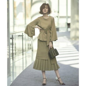 ルイルエブティック RUIRUE BOUTIQUE 【2点セット】ベルスリーブトップス＆プリーツヘムタイトスカートセットアップフォーマルセレモニースーツ 卒業式 卒園式 入学式 入園式 七五三 ママスー