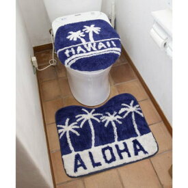 【Kahiko】HAWAIIAN TOILETRY COVER＆MAT トイレセット パームツリー ネイビー【返品不可商品】