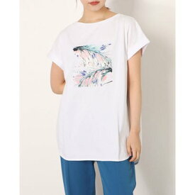 ティゴラ TIGORA レディース 半袖Tシャツ SMARTアーティストコラボチュニックTシャツ TRー9C2192TS （ホワイト）
