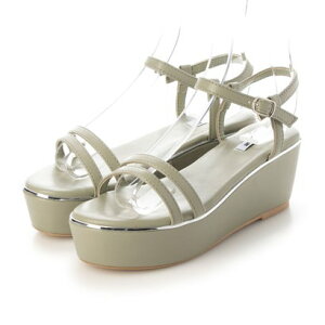 アタガール attagirl 6cm厚底ウェッジヒールストラップサンダル (カーキスムース)