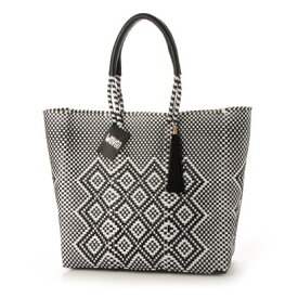 ウーヴン WOVEN メルカドバッグ かごバッグ bk-bag-mid （BLACK WHITE）