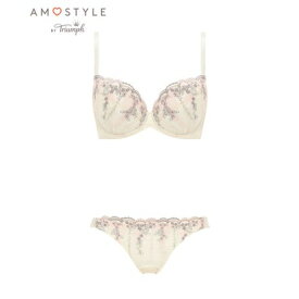 アモスタイル ハ?イ トリンフ? AMOSTYLE BY Triumph デイリーAMOSTYLE 寄せブラ＆ショーツセット 271 スチームフラワーレース B-Dカップ【返品不可商品】 （ホワイト）