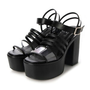 アタガール attagirl 12cmハイヒール厚底ストラップサンダル (ブラックスムース)