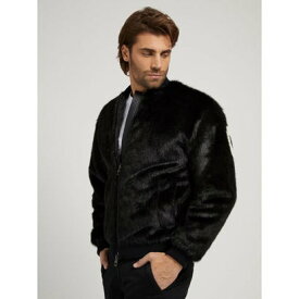 ゲス GUESS Oversize Faux-Fur Bomber Jacket （JBLK）