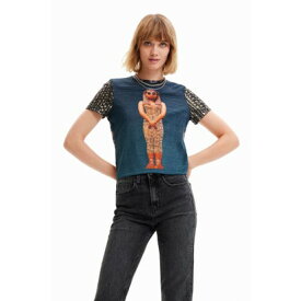 デシグアル Desigual アーティ デジタルプリント Tシャツ （ブルー）