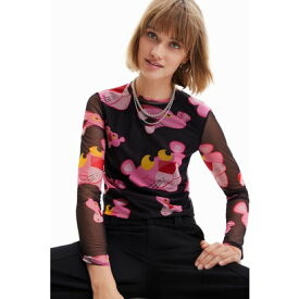 デシグアル Desigual Pink Panther チュールTシャツ （グレー/ブラック）