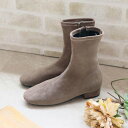 ヴィヴィアン VIVIAN スクエアトゥローヒールストレッチミドルブーツ （グレージュスエード）