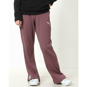 プーマ PUMA レディース ニットパンツ リブ ニット パンツ_ワイドシルエット 673055 (パープル)