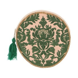 カンカン KANKAN 刺繍ラウンドポーチ （グリーン）