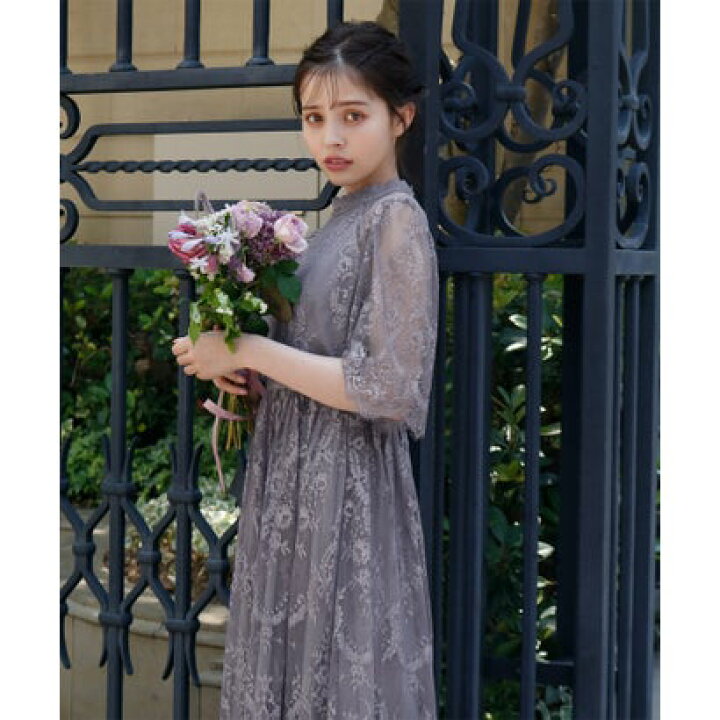 楽天市場】ガール GIRL ハイネック5分袖総レースミモレ丈結婚式 