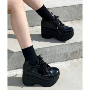 アタガール attagirl 厚底ウェッジスニーカー (ブラックエナメル)