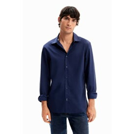 デシグアル Desigual コントラストディテール ベーシックシャツ （ブルー）