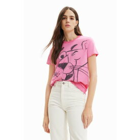 デシグアル Desigual Pink Panther コントラストTシャツ （ピンク/レッド）