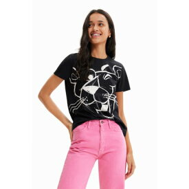 デシグアル Desigual Pink Panther コントラストTシャツ （グレー/ブラック）