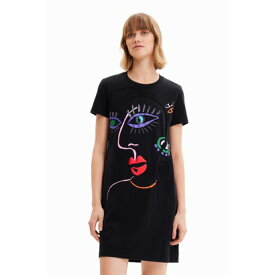 デシグアル Desigual アーティフェイス Tシャツワンピース （グレー/ブラック）