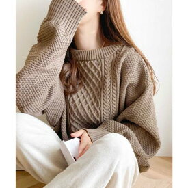 クラシカルエルフ Classical Elf ニットなのに軽量！2wayケーブル編み圧縮ニットカーディガン （モカ）