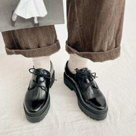 シューズインクローゼット Shoes in Closet -シュークロ- 超軽量厚底 マニッシュ レースアップ シューズ 1995 （ブラック/エナメル）
