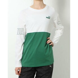 プーマ PUMA レディース 長袖Tシャツ PUMA POWER LS カラーブロック Tシャツ_ 677587 （PUMA WHITE VINE）