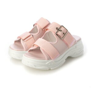 アタガール attagirl 6cm厚底ソールダブルベルトミュール (ピンクベージュ)