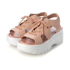 アタガール attagirl 厚底レースアップスポーツサンダル (ピンクスムース)