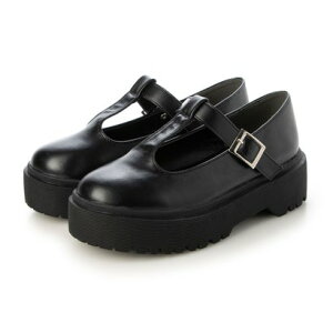 アタガール attagirl 厚底Tストラップシューズ (ブラックスムース)