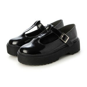 アタガール attagirl 厚底Tストラップシューズ (ブラックエナメル)