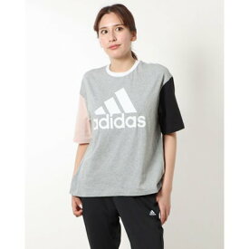 アディダス adidas レディース 半袖Tシャツ W ESS ビッグロゴ BF Tシャツ IC9861 （ミディアムグレーヘザー/ワンダークォーツ/ブラック/ホワイト）