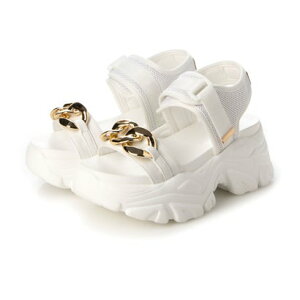 アタガール attagirl 7.5cmヒール厚底スニーカーソールサンダル (ゴールド/ホワイト)