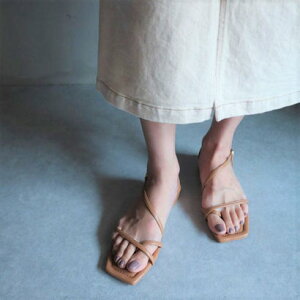 ミレム mirem Asymmetry cross sandals (BEIGE)