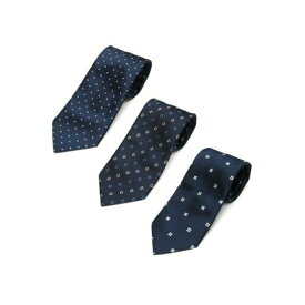 トーキョーシャツ TOKYO SHIRTS ベーシックネクタイ 3本セット 選べる3種類柄 【無地・ストライプ・小紋】 （ネイビー小紋42）