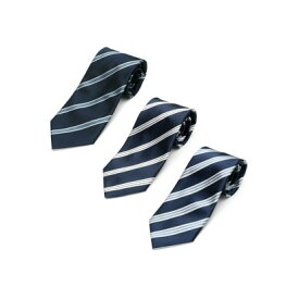 トーキョーシャツ TOKYO SHIRTS ベーシックネクタイ 3本セット 選べる3種類柄 【無地・ストライプ・小紋】 （ネイビーストライプ21）